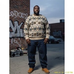 Ol School Hip Hop Sweater Northern Isles Hand Knit XL Blend Chunky 3D Unisex